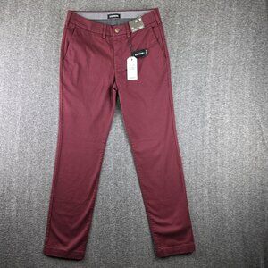 Express Pants Mens 28x30 Red Slim Fit Chino Tapered Stretch Flat Front